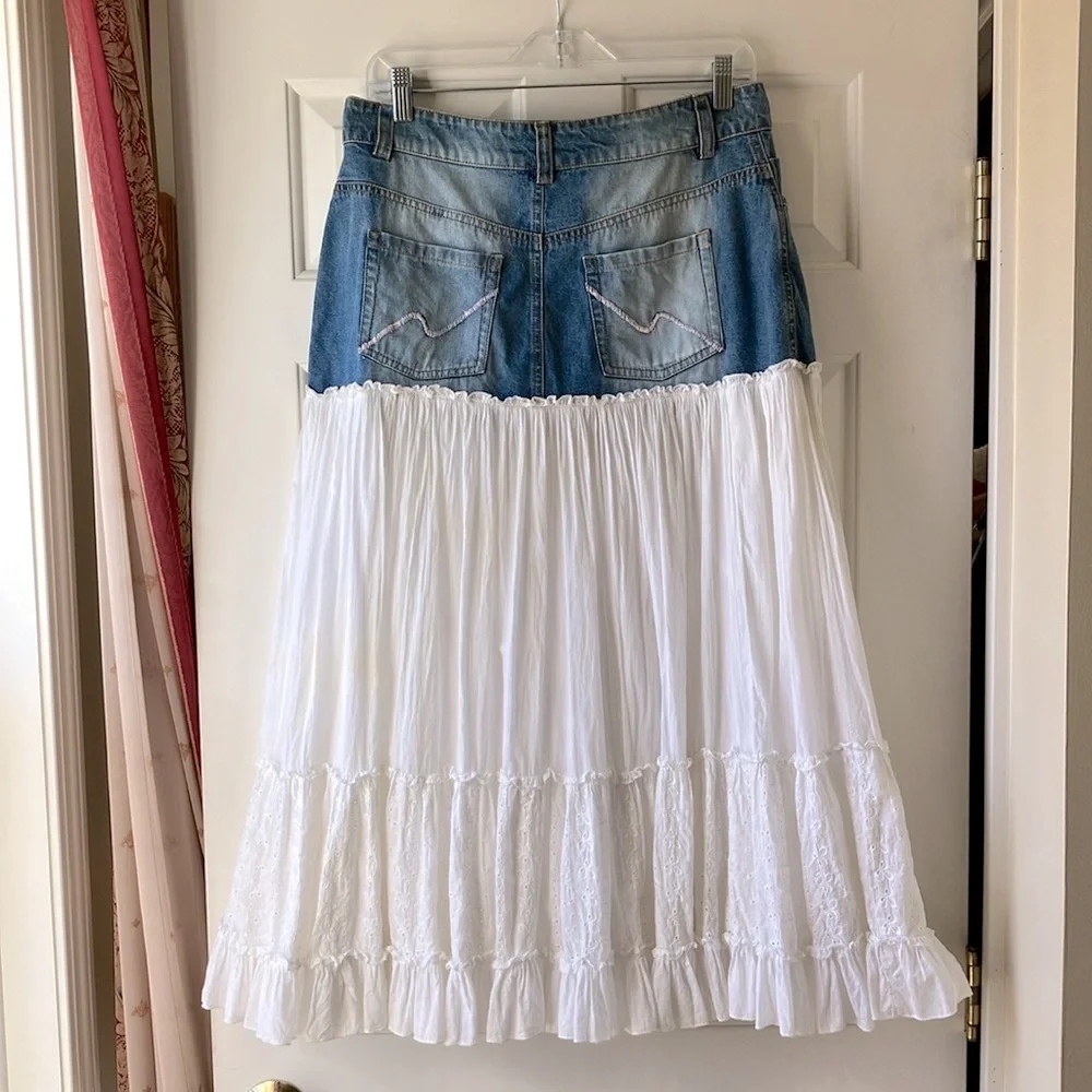 Bila Blue and White A-Line Skirt - Picture 6 of 13